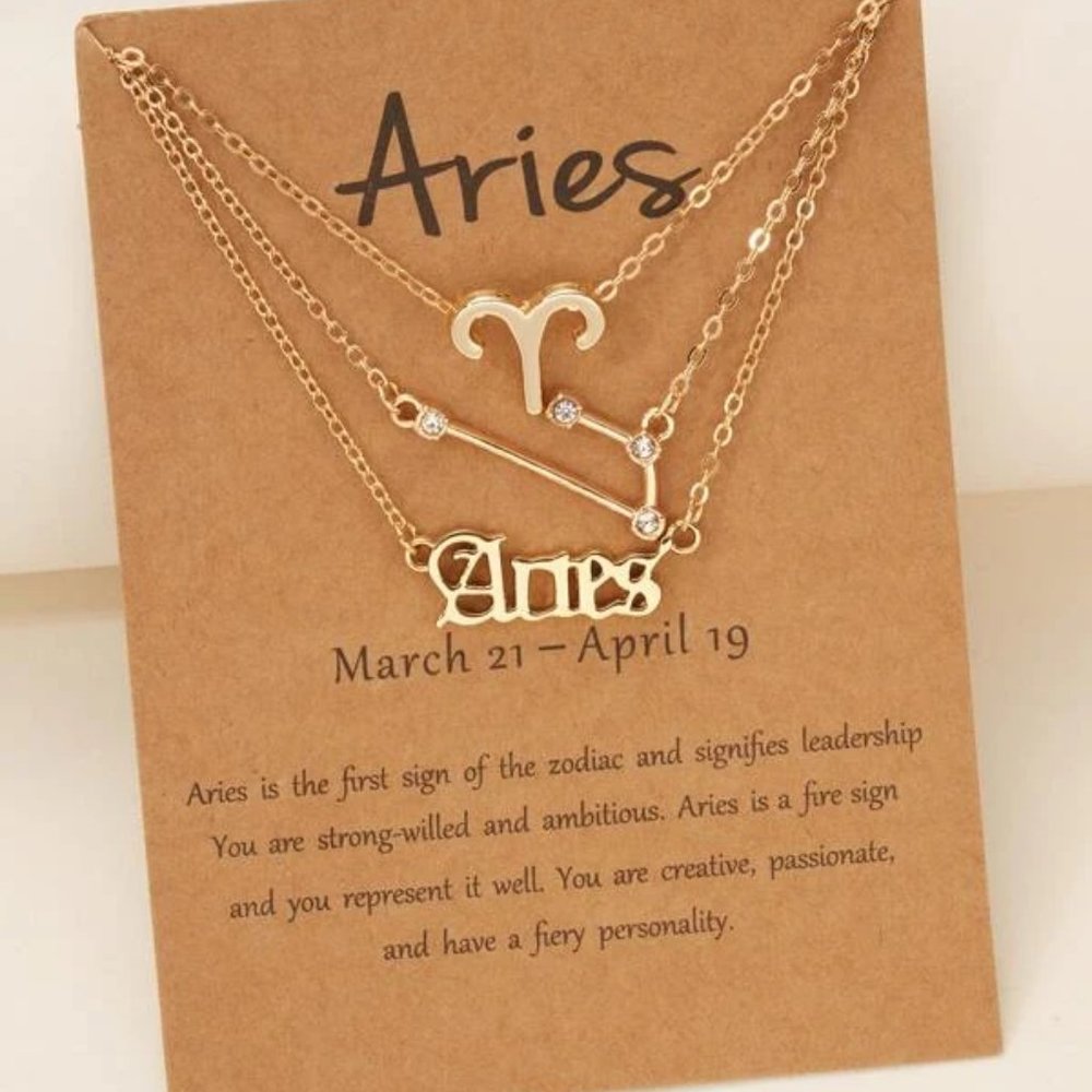 3pc Aries Zodiac Golden Necklaces